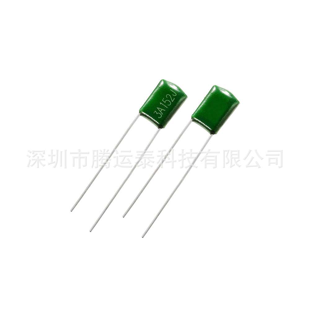 CL11涤纶电容 3A152J 麦拉电容 1500PF 1000V 直插式绿色薄膜电容
