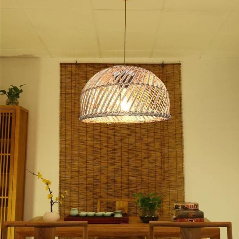跨境复古藤编吊灯卧室茶室餐厅藤艺吊灯东南亚日式吊灯藤竹编吊灯