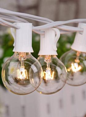 外贸货源 G40钨丝灯串白色20#线 25FT 25灯美规UL节日装饰灯串