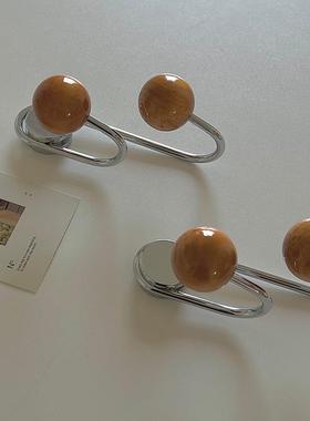 意创复古磁挂钩简约家用免打孔磁吸铁木球挂钩箱hh101960磁吸贴门