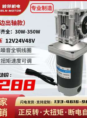 12V电机24v40W60W120W200W有刷直流涡轮蜗杆正反转调速rv减速机