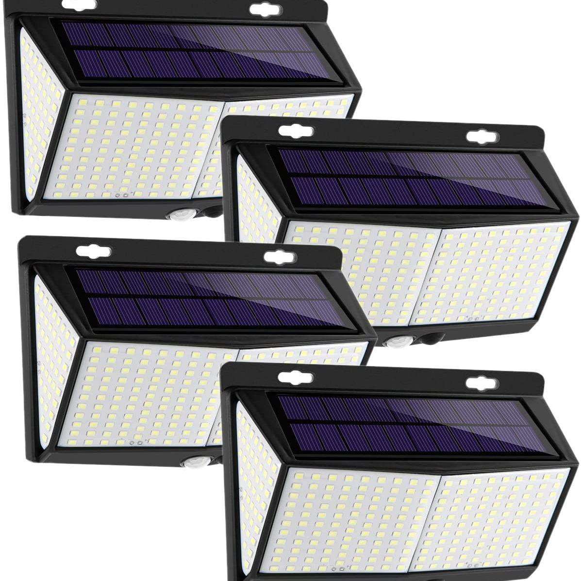 太阳能壁灯亚马逊爆款288LED庭院灯户外路灯景观灯人体感应灯