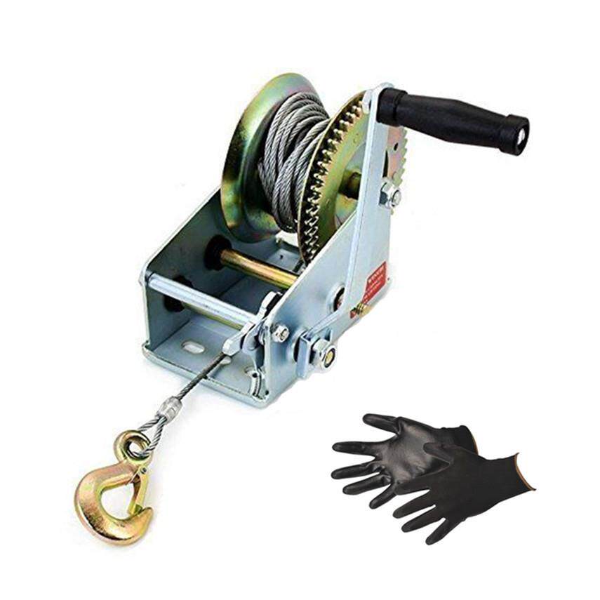 跨境 3500lbs 1500kg 手摇绞盘 钢丝绳 船用绞盘 手动绞盘套装