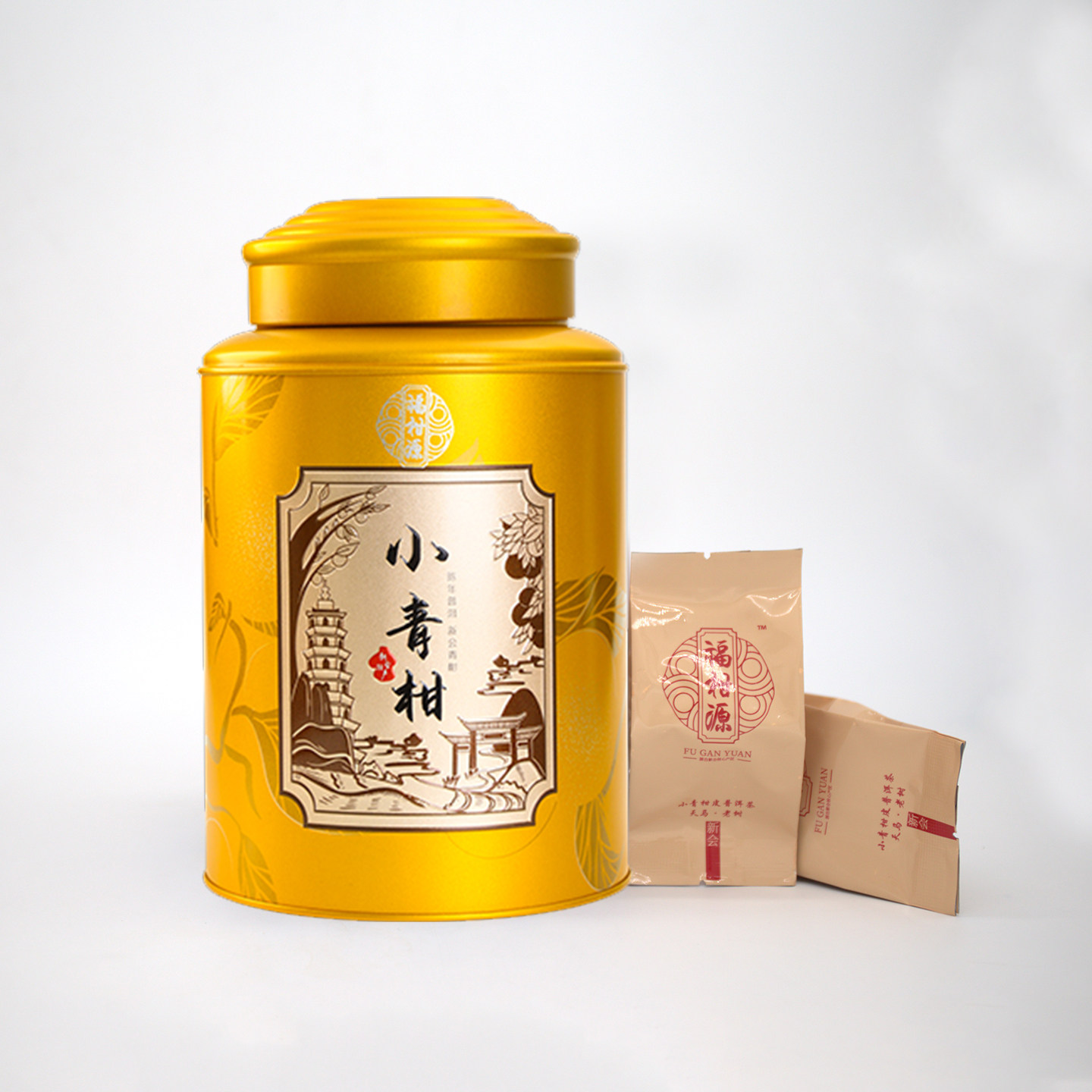 福果小青柑正宗新会福柑源普洱熟茶叶新会罐装柑普茶礼盒装千山