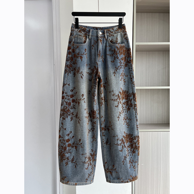 欧货设计感复古牛仔裤女长裤