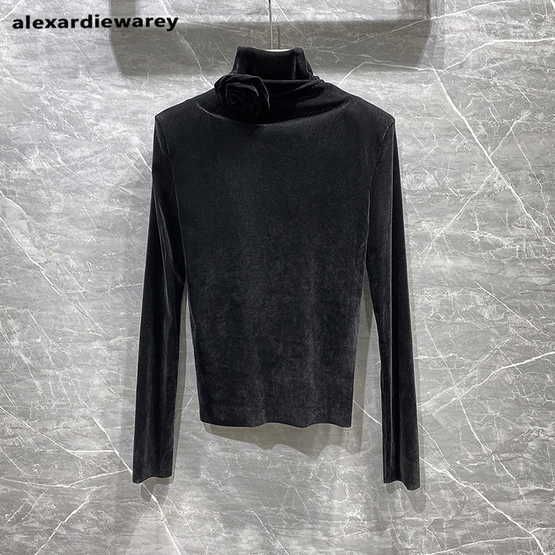 半高领打底衫花朵装饰洋气T恤女