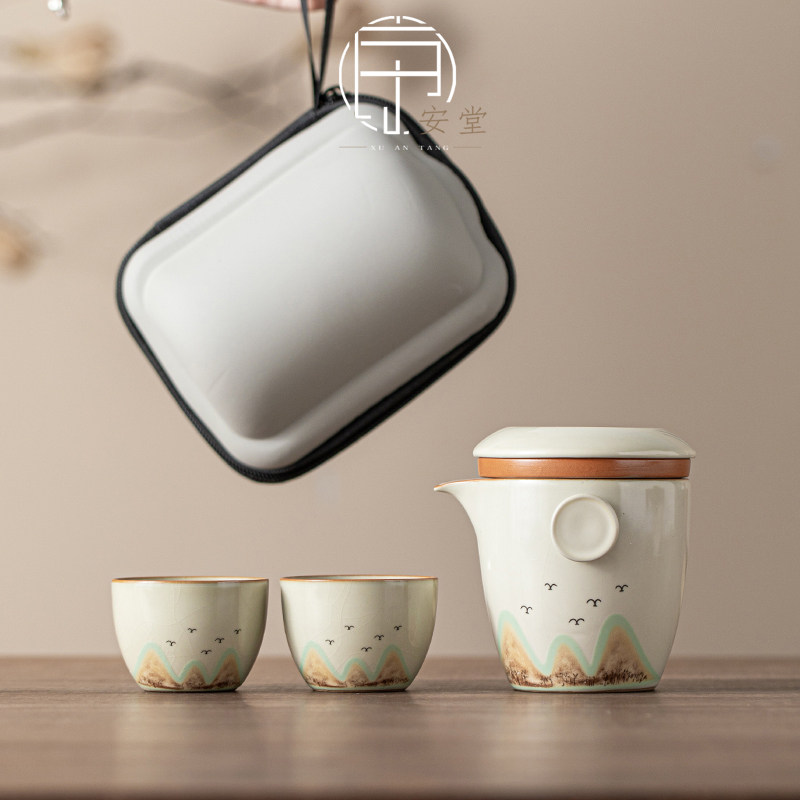 汝窑旅行茶具快客杯便携式套装户外单人茶器喝茶杯茶水分离泡茶杯,餐饮具,旅行茶具,淘宝优惠券,粉丝福利购,淘宝优惠卷