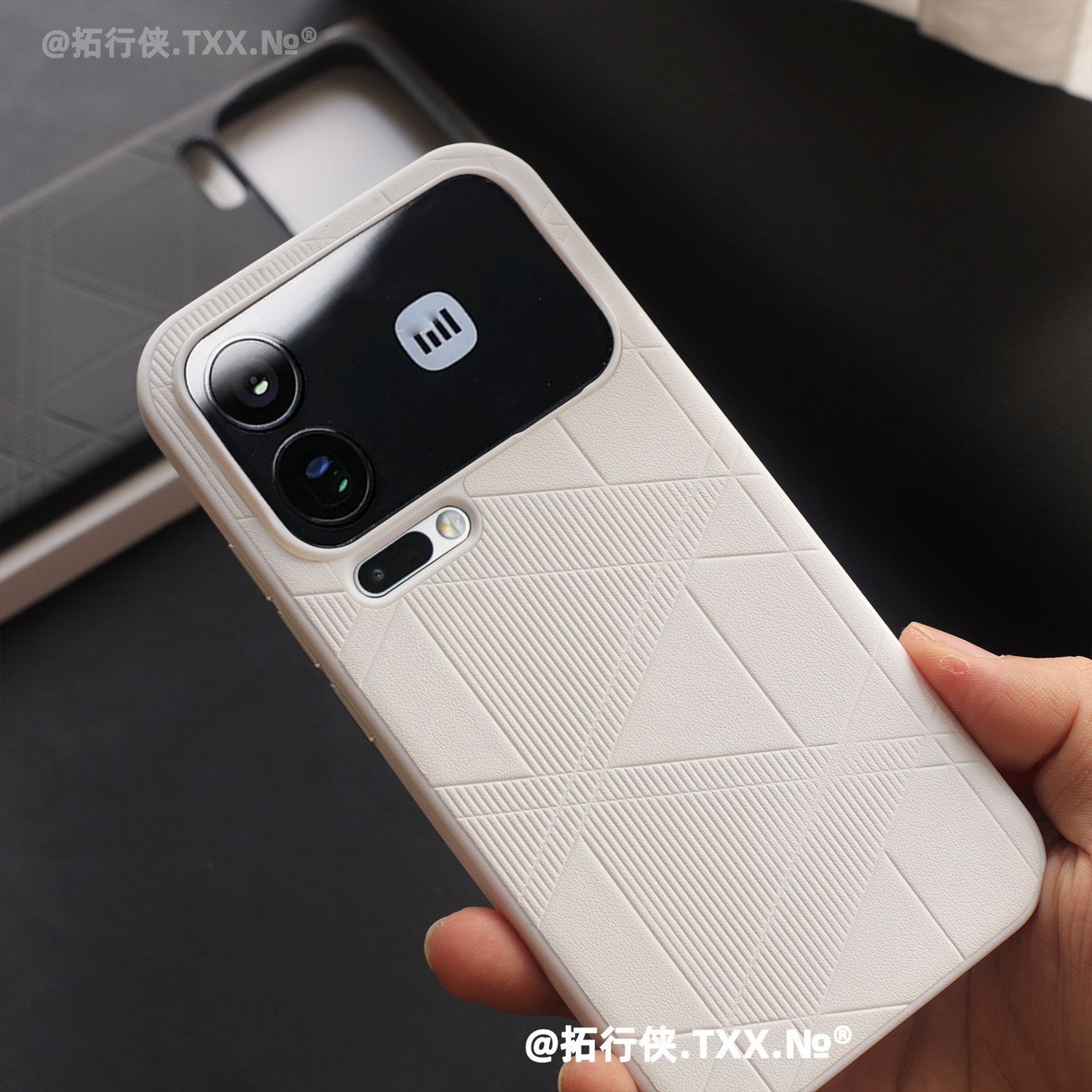 月光白高档皮纹适用Xiaomi小米17pro/17Promax手机壳立体几何菱形外壳15/14软边磨砂防滑素皮保护套ins简约女