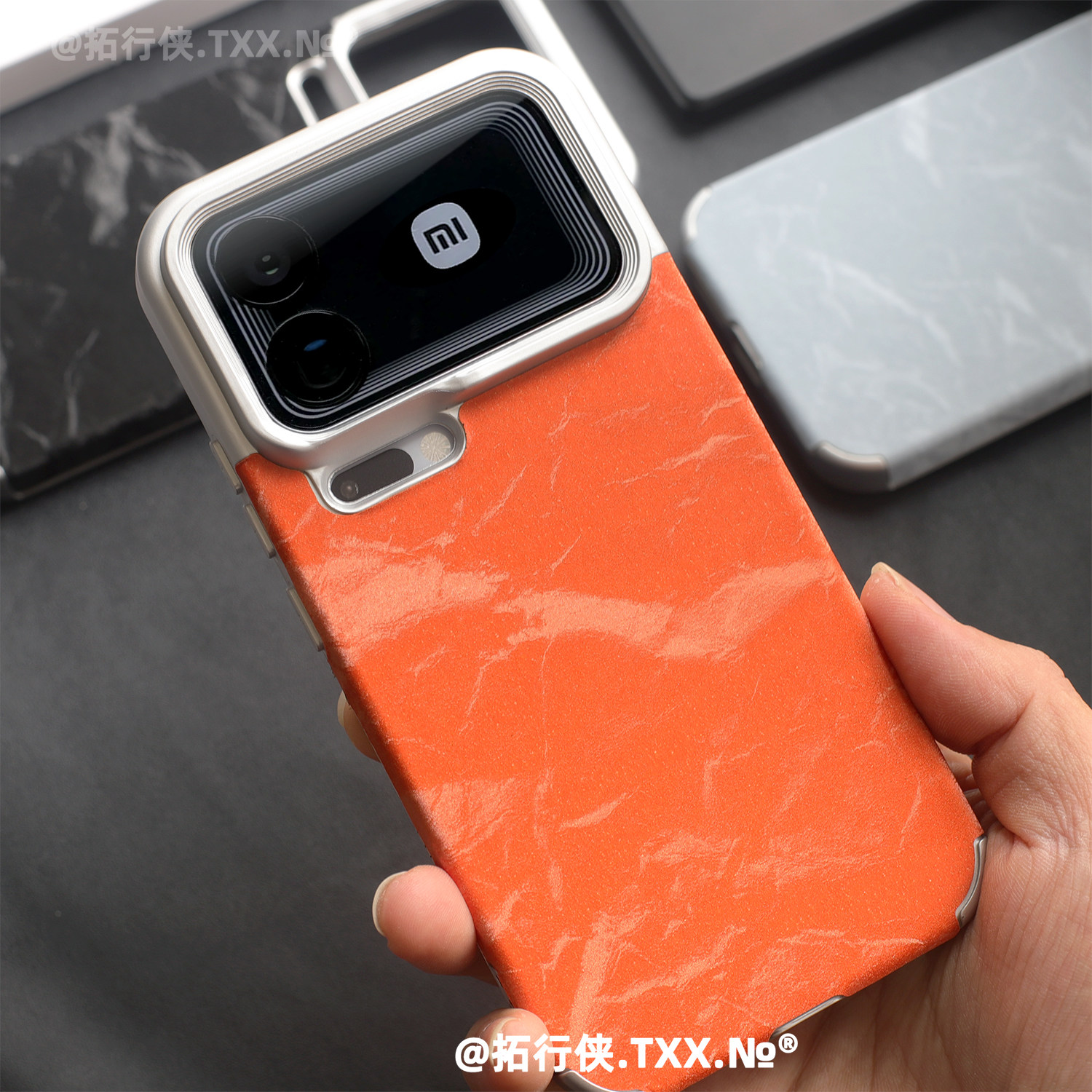 秋冬丝绒雪山纹适用小米17promax手机壳时尚橙色个性Xiaomi十七17pro保护套K80全包软壳防摔15/14/13创意外壳