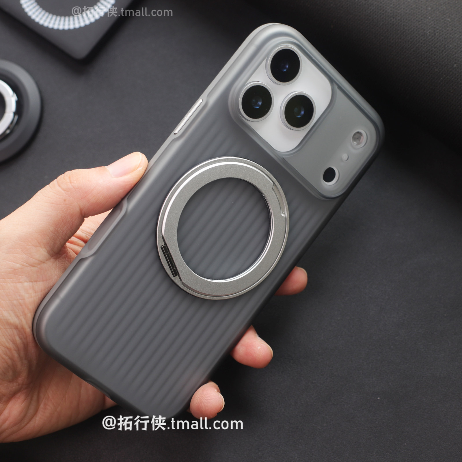 新品【钛灰色360°磁吸支架】适用iPhone17proMax苹果17手机壳亲肤磨砂16Plus高级感15/14商务男士无线充外壳