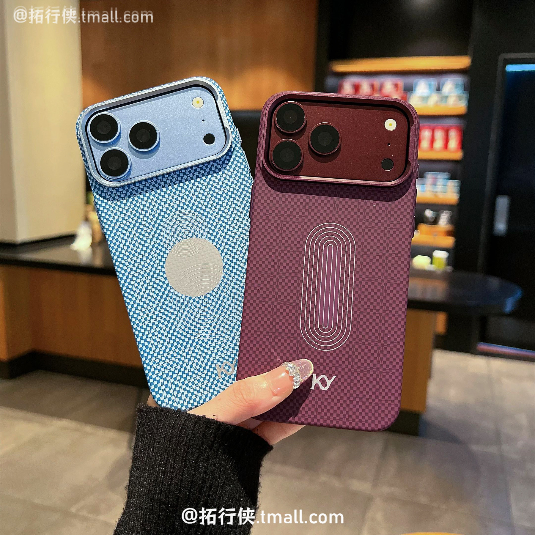 拓行侠适用iPhone18pro手机壳苹果18promax磁吸保护壳凯夫拉芳纶纹理17pro勃垦地酒红PC硬壳金属镜框超薄外壳