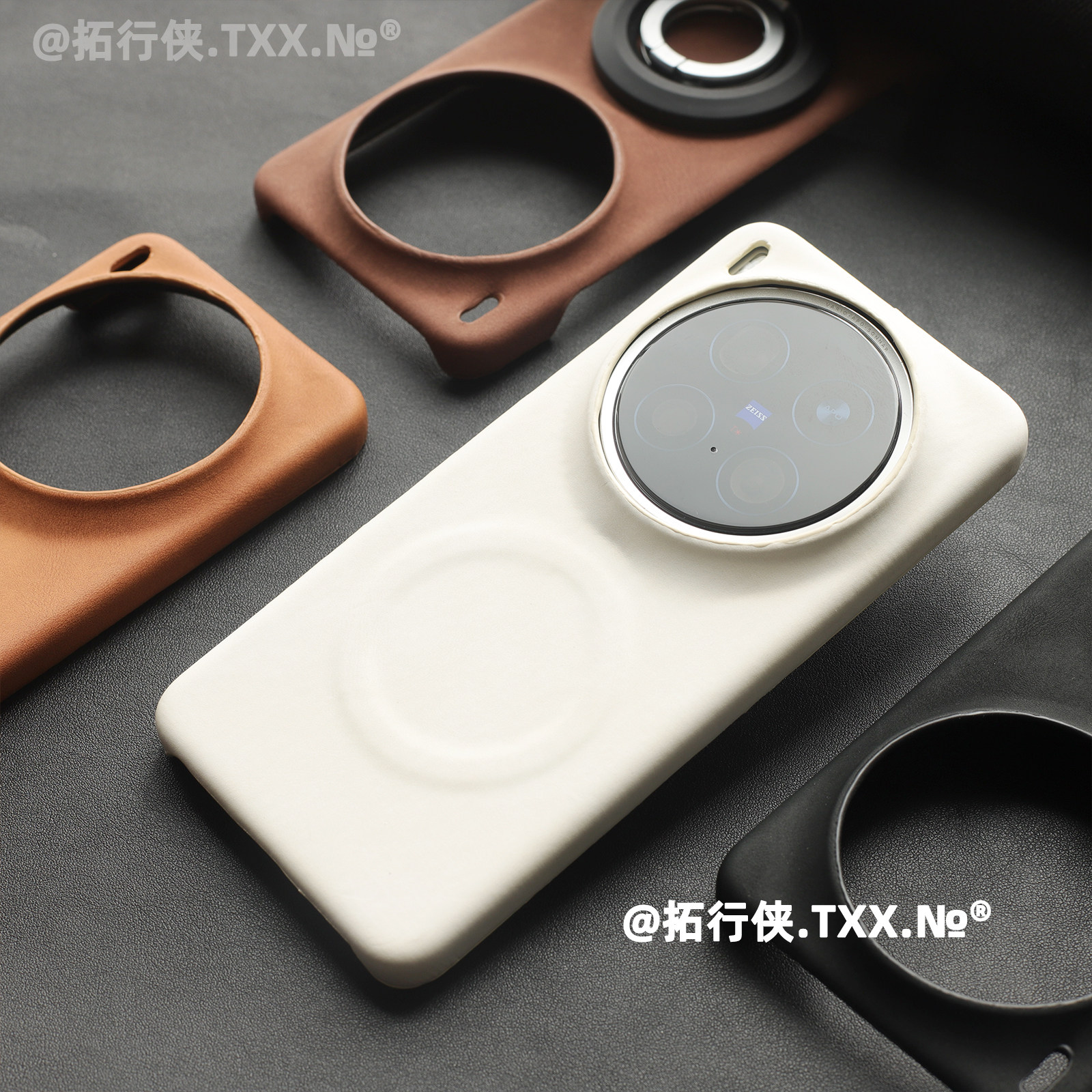 简约白色羊巴皮磁吸壳适用vivoX300Pro手机壳高档皮纹保护套X200Ultra半包散热x200S/mini防摔抗指纹外壳男女