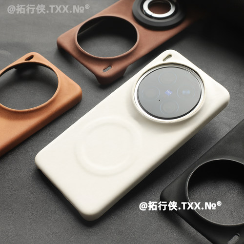 简约白色羊巴皮磁吸壳适用vivoX300Pro手机壳高档皮纹保护套X200Ultra半包散热x200S/mini防摔抗指纹外壳男女