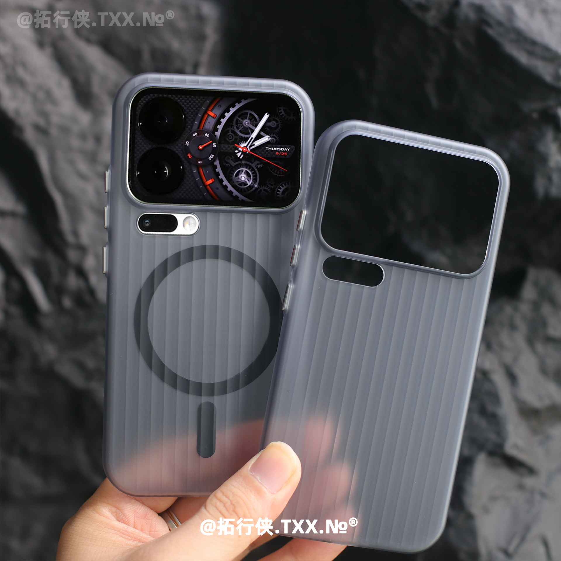 新款【不挡超广角】适用小米17Promax手机壳透黑肤感Magsafe磁吸充电外壳xiaomi17pro专用保护套立体行李箱纹