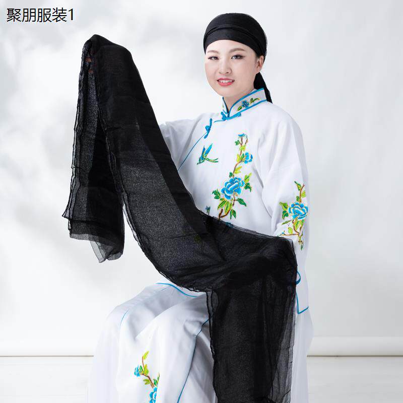 戏曲水纱戏剧包头绉纱戏曲黑纱戏剧包头用品水沙小生老生老旦