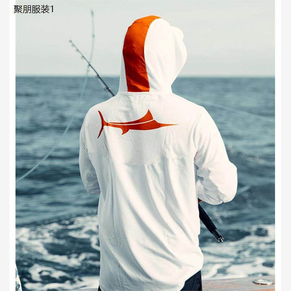 新款垂钓鱼服男士连帽长袖T恤户外飞钓路亚防蝇速干透气