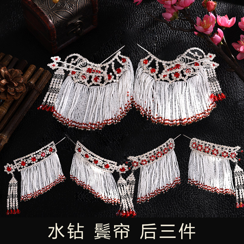 戏曲鬓帘 京剧头饰女花旦青衣小姐双光水钻耳挖子头饰鬓连耳挖子