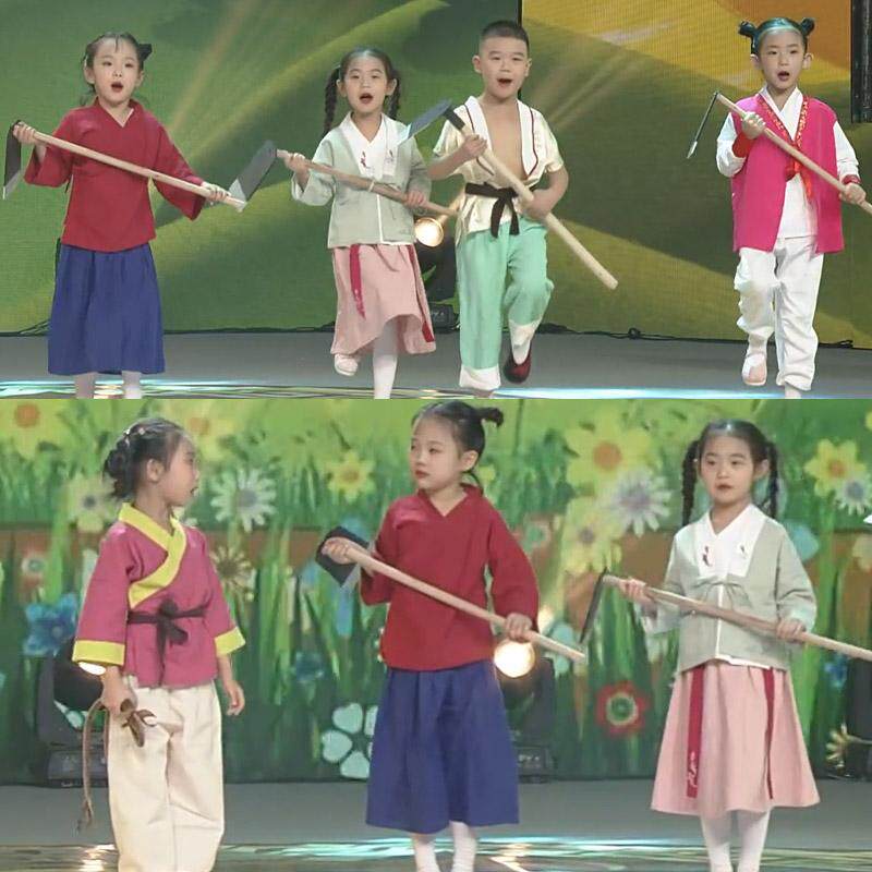 六一儿童节狼来了演出服放羊娃锄头表演道具锄禾故事表演服装