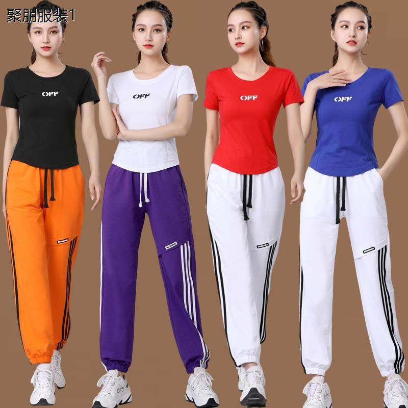 鬼步舞服装新款运动套装夏短袖健身操团体跳舞衣服时尚表演服女棉,运动/瑜伽/健身/球迷用品,广场舞套装,淘宝优惠券,粉丝福利购,淘宝优惠卷