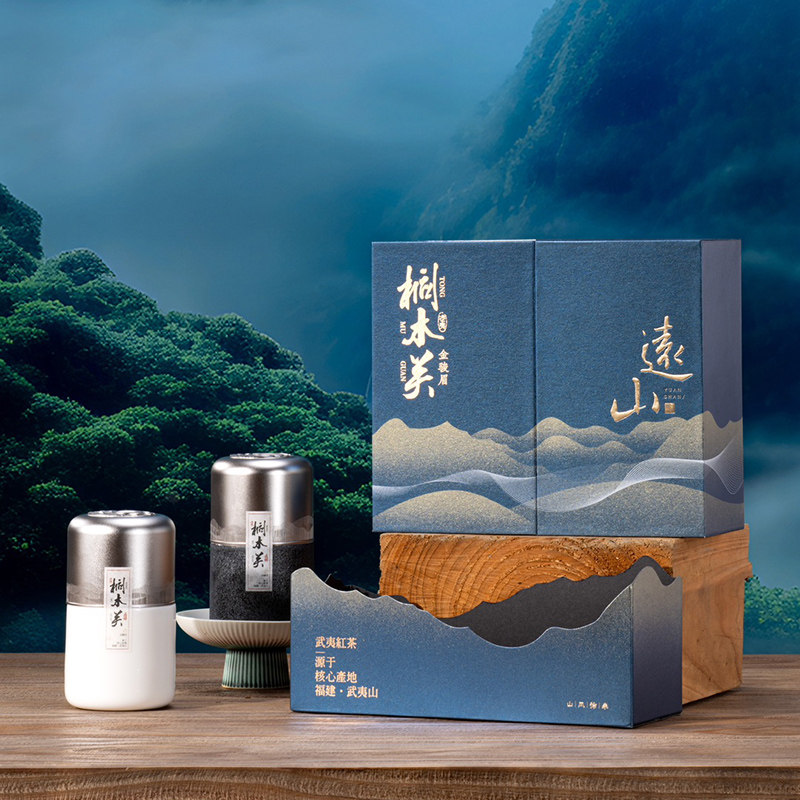 茶叶包装远山高档礼盒烤漆陶釉内单双罐小份桐木关金骏眉白毫银针