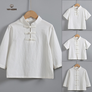 上衣 宝宝汉服内搭童装 汝焉彩童儿童汉服棉布打底衫 白衬衣立领衬衫