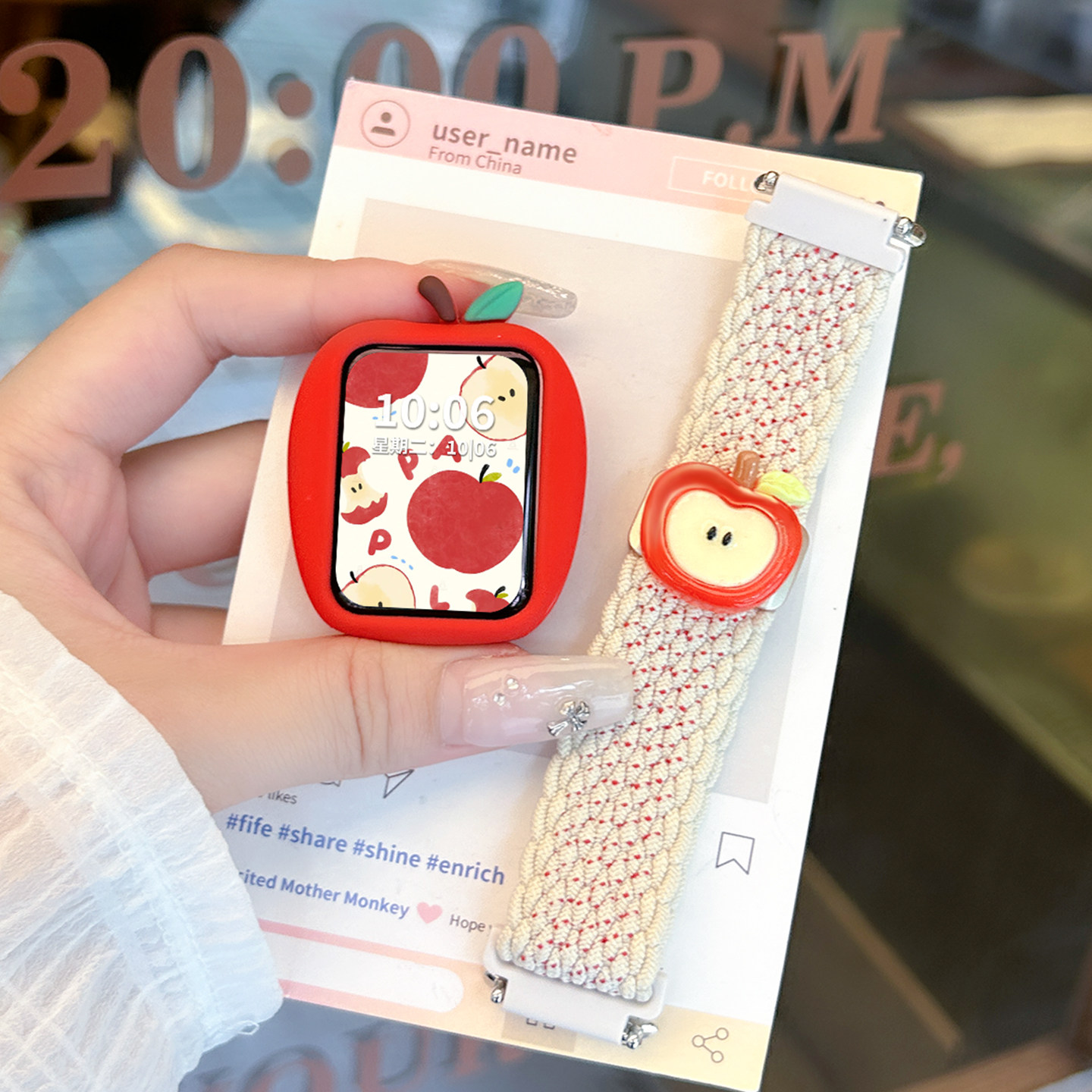 适用于小米手环10pro表带9pro青红苹果乐园8pro尼龙编织磁吸红米watch6/5/4腕带创意爆款苹果硅胶保护套夏天