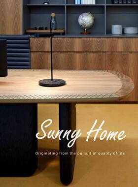 中约古风实木复古餐桌 法简艺74491术侘寂风议桌式餐桌会 创意民