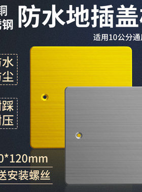 120型铜色不锈钢地插盖板盲板遮孔通用装饰防水盖子10*10地插盖子