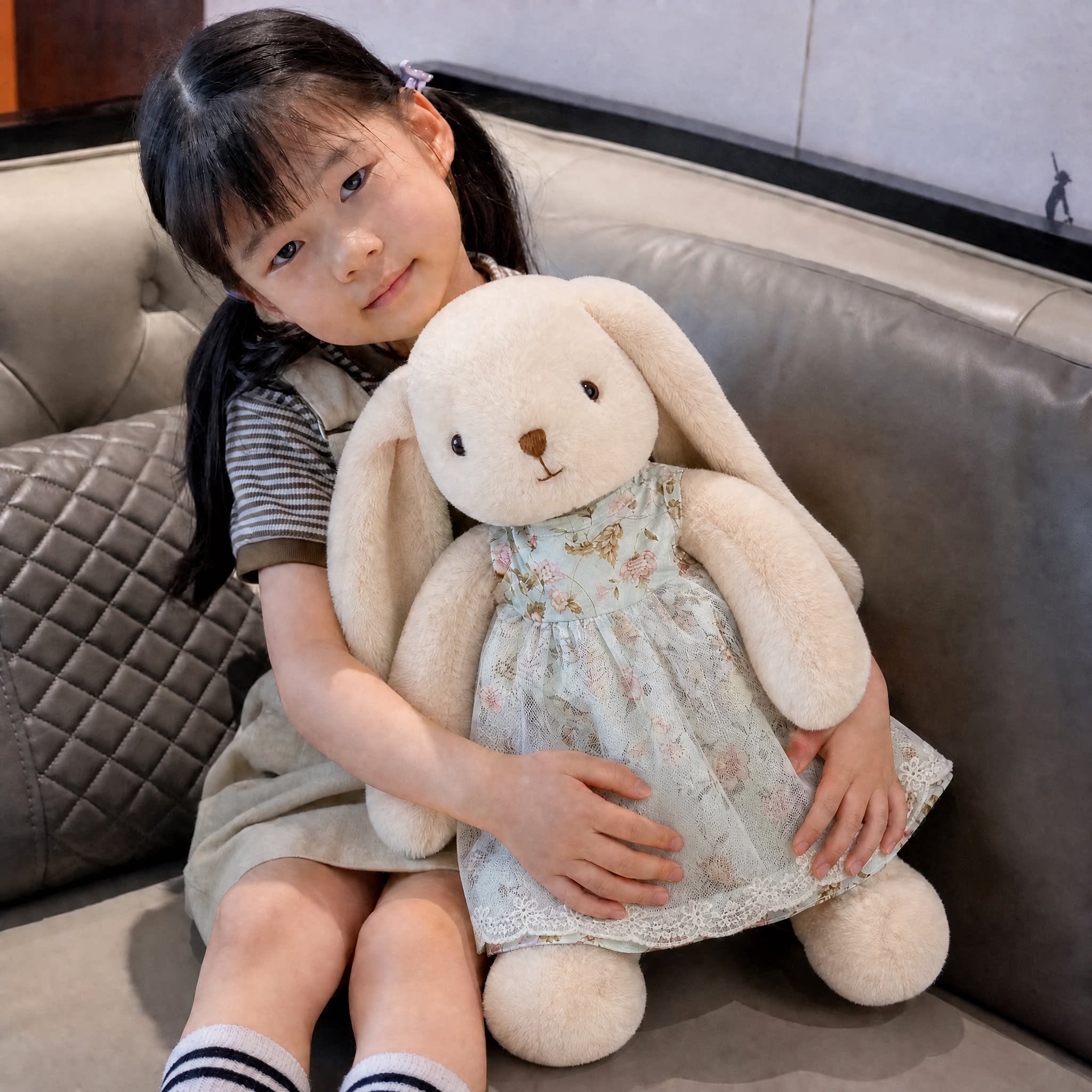 英贝萌可爱垂耳兔子毛绒玩具小众软乎乎玩偶治愈陪睡生日七夕礼物