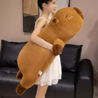 英贝萌水豚玩偶长条抱枕玩偶毛绒玩具水豚公仔靠垫生日礼物送女生