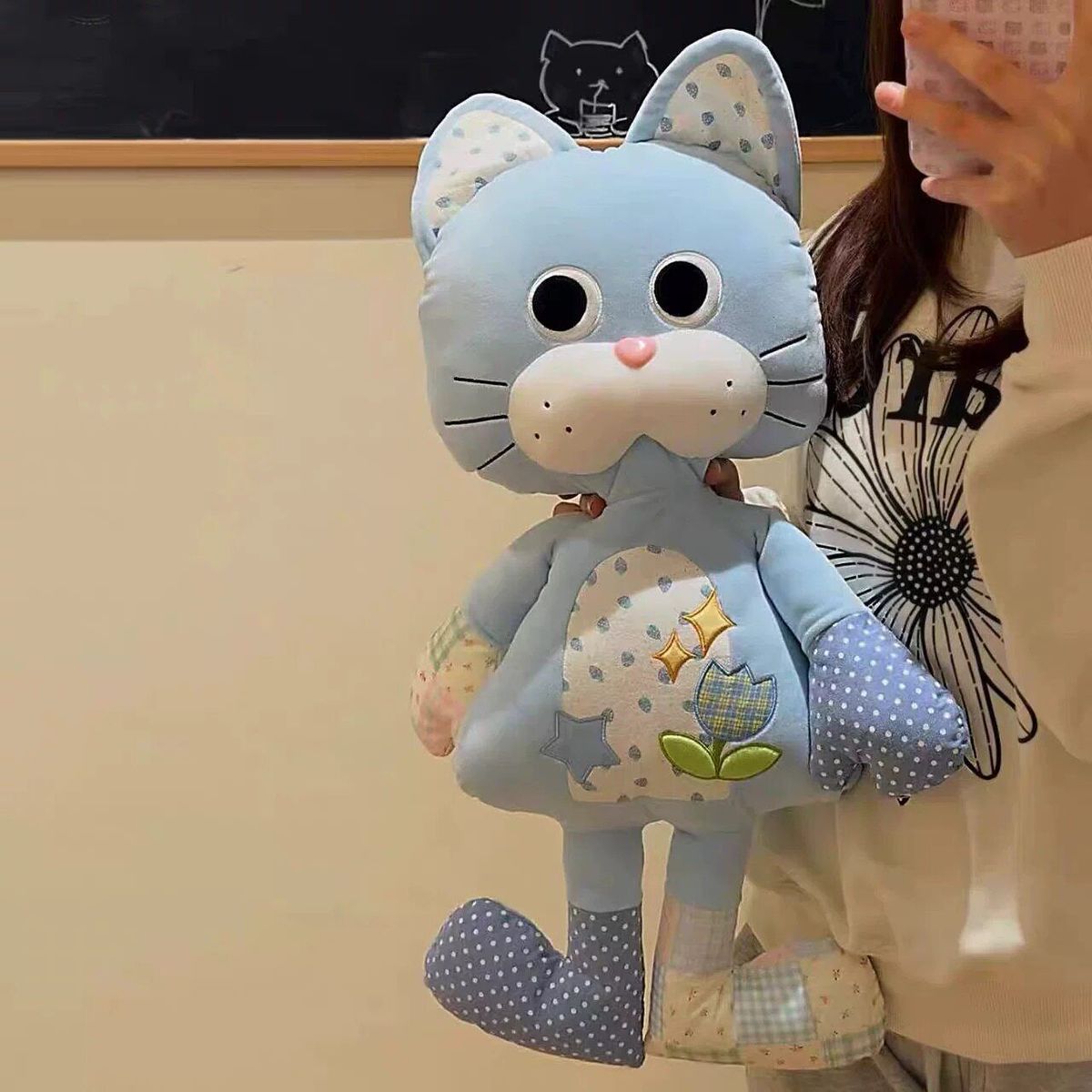 英贝萌可爱布艺猫安抚陪伴毛绒玩具猫咪公仔小猫玩偶儿童生日礼物