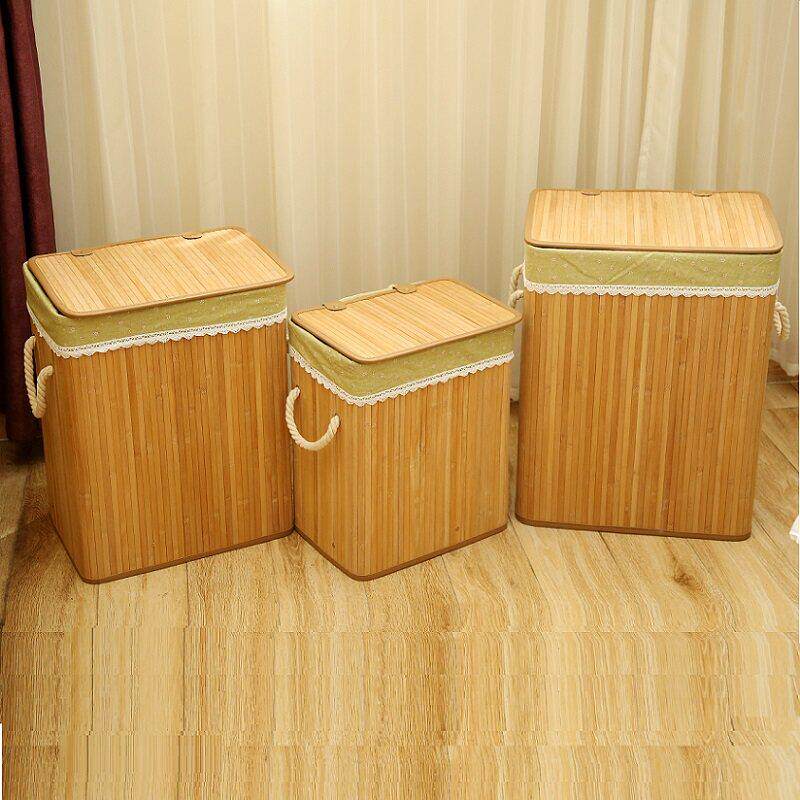 竹藤编脏衣篮 脏衣服收纳筐大带盖子脏衣篓整理箱收纳桶火锅店用