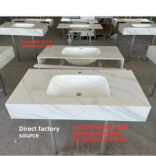 岩板陶瓷无缝一体盆小户型定制卫生间迷你小台盆转角洗手盆单盆