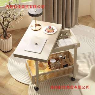 移动茶几可折叠桌子小户型客厅家用沙发阳台餐桌两用实木中古推车