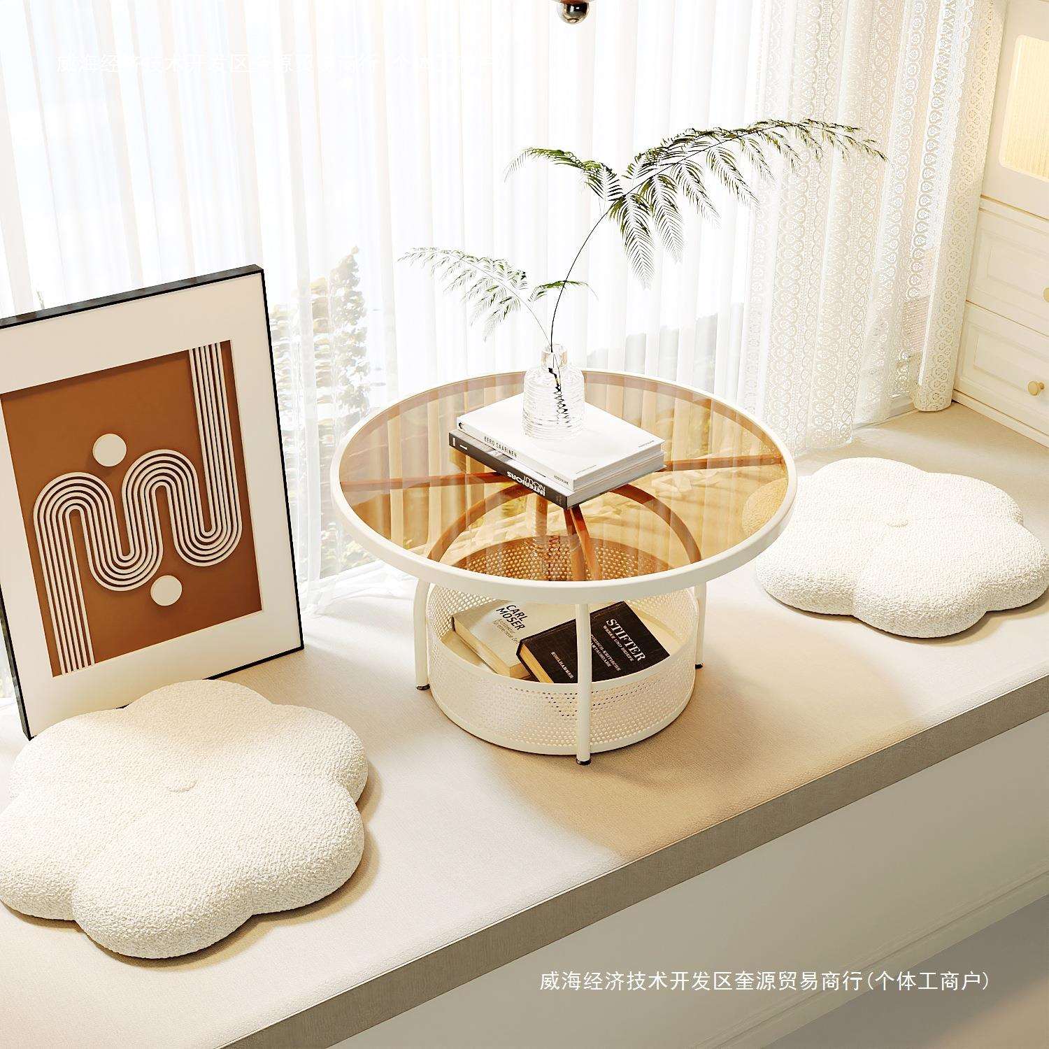 奶油风飘窗小桌子榻榻米茶几炕几卧室阳台窗台办公学习矮桌三件套