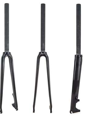 无标公路自行车碳纤维前叉碟刹前叉C刹碳叉700C全碳纤维直管椎管