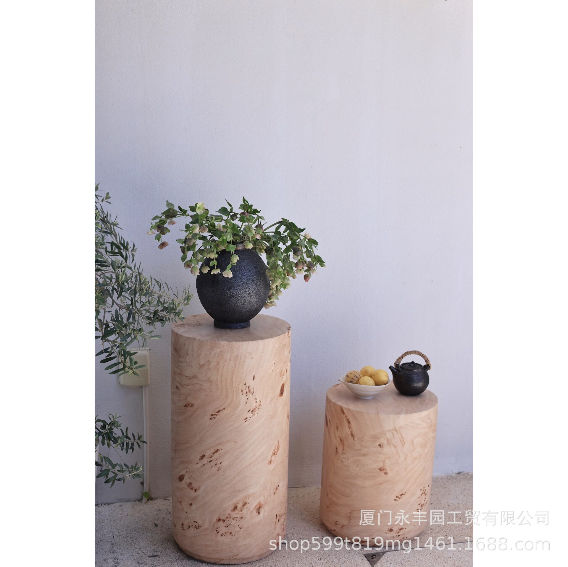 嘻物所圆柱树瘤法式复古边几
