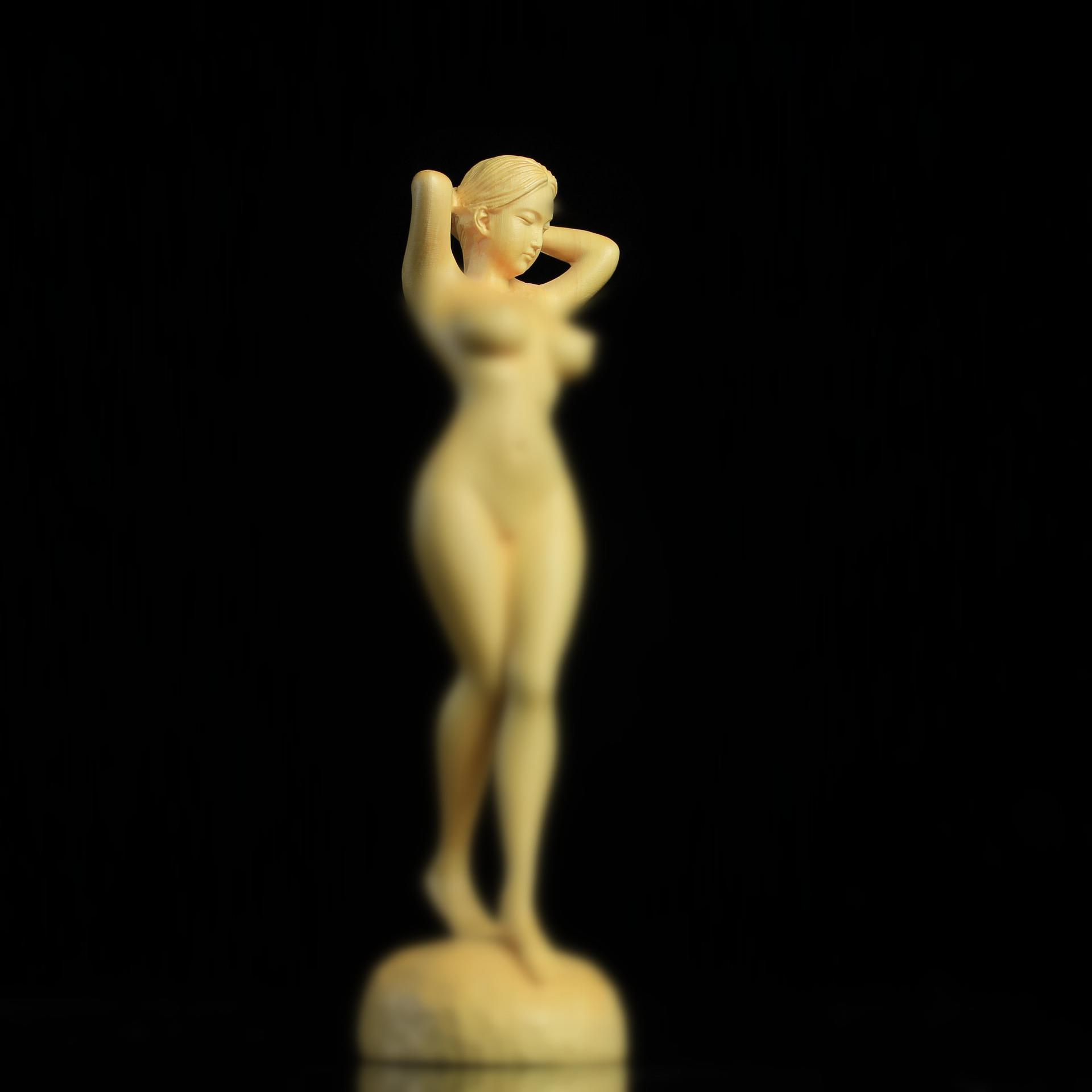 崖柏木雕刻创意人体艺术美女摆件汽车摆件家居摆饰工艺品