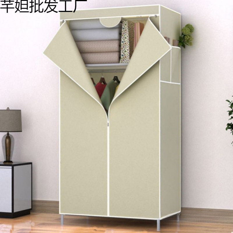 单人简易布衣柜钢管组装收纳