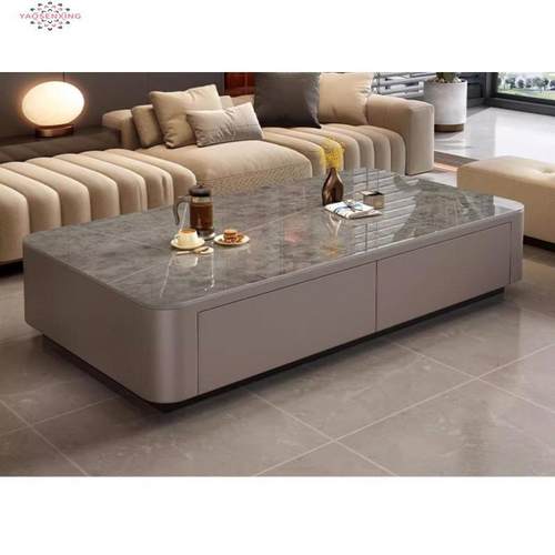 2024新款岩板茶几轻奢简约网红长方形岩板茶几方形茶几电视柜组合