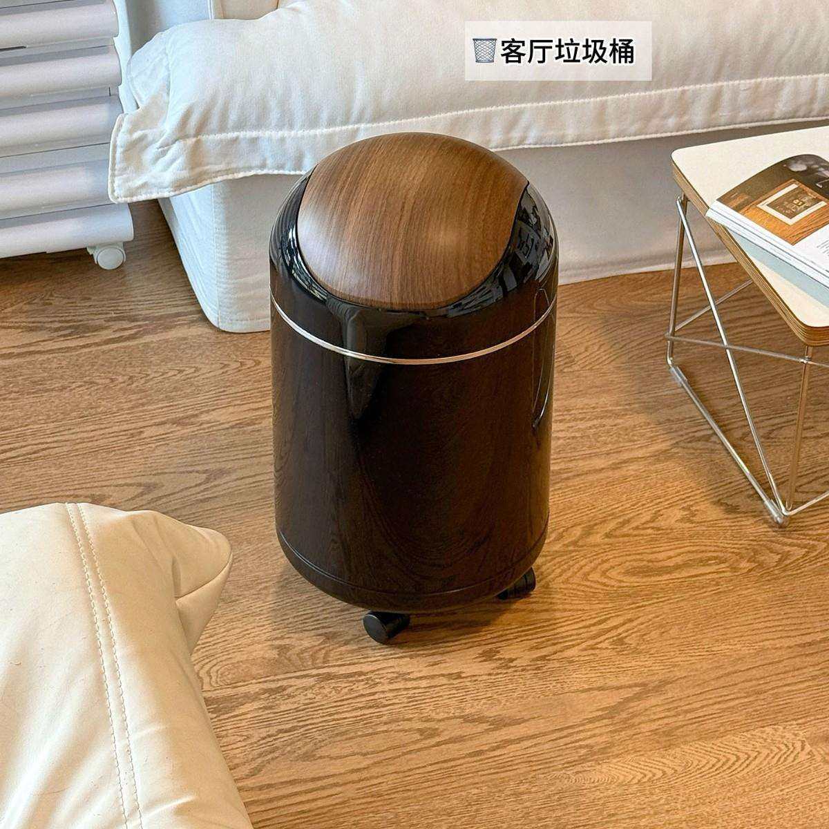 客厅垃圾桶家用2025新款大号大容量带盖厨房卫生间高颜值纸篓带轮