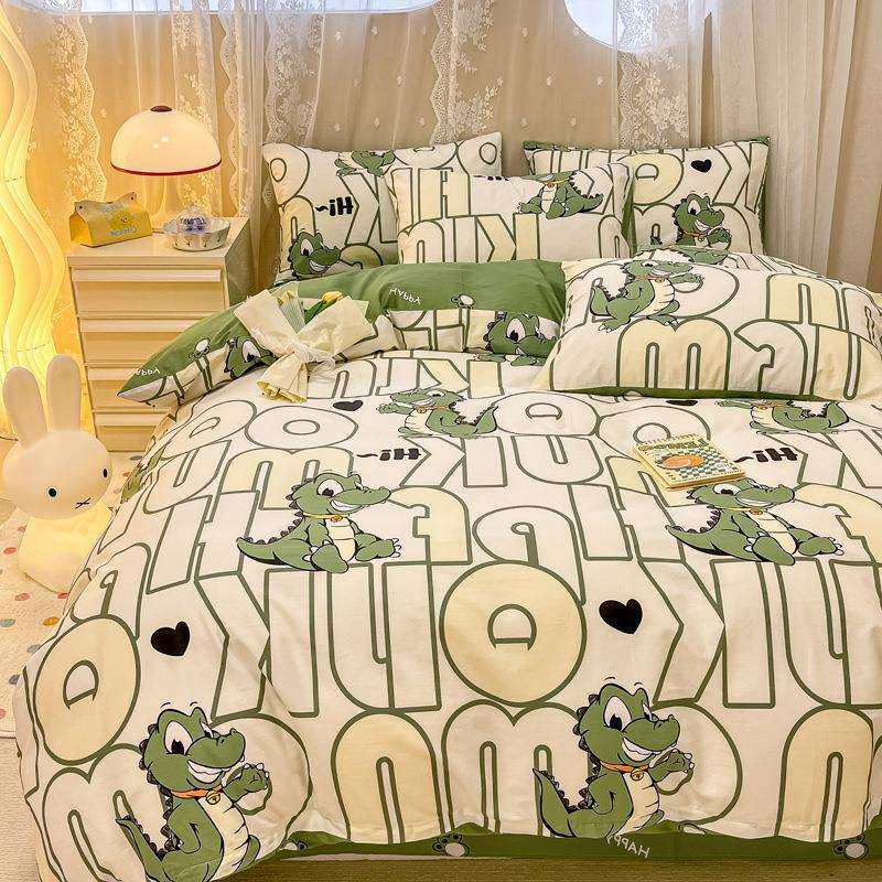 13376纯棉卡通三件套单人宿舍儿童被套四件套长绒棉全棉床笠