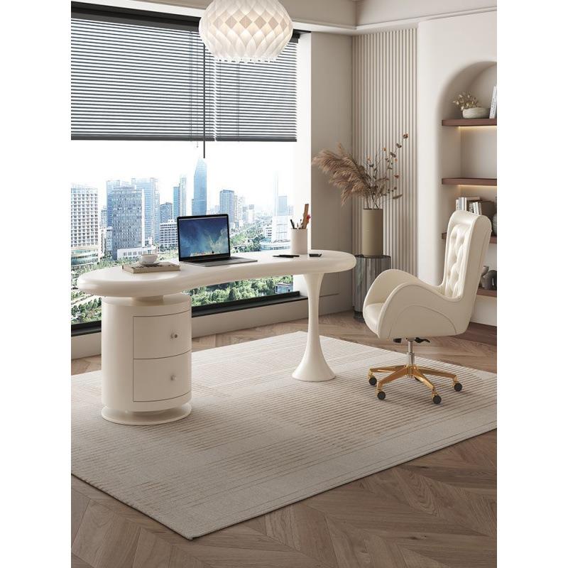 奶油风书桌小户型客厅卧室时尚轻奢现代经理办公桌简约移动电脑桌