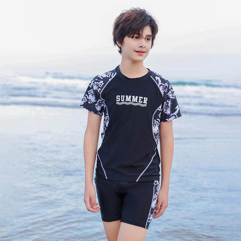 男童中大童大码学生分体泳装胖童青少年男孩泳裤儿童泳衣