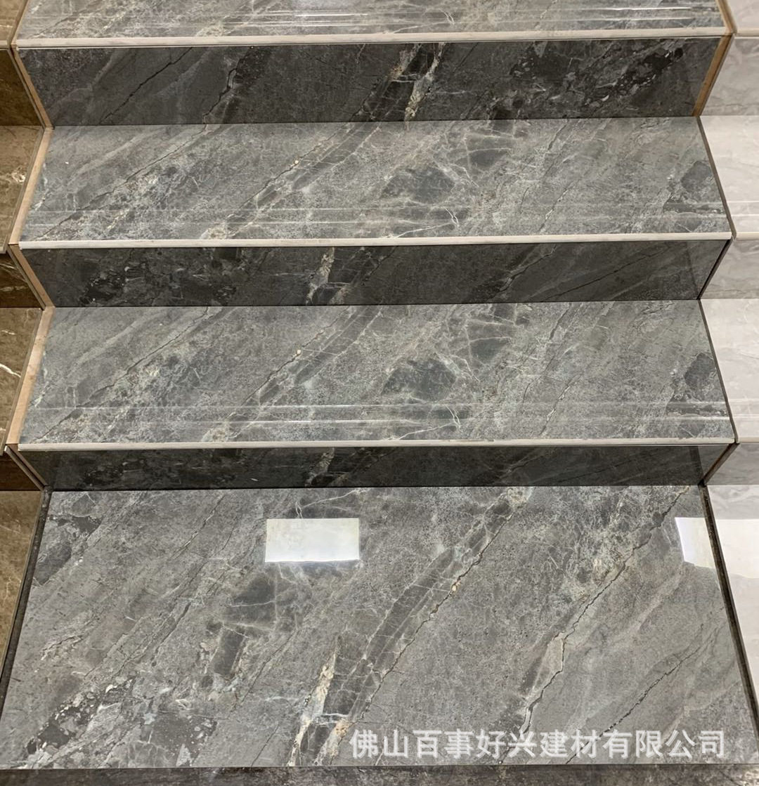 防污原槽位通体大理石踏步瓷砖1.2米瓷砖一体式步级梯级台阶砖
