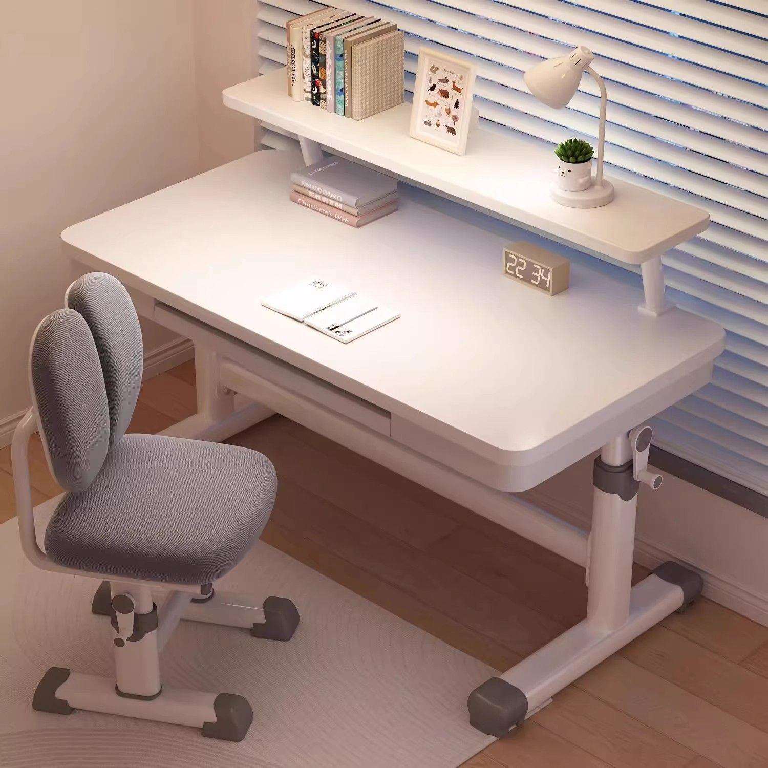 2025新款儿童学习桌可升降家用书桌手摇升降桌椅套装书桌学生