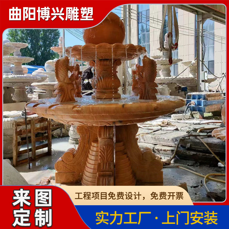 现代简约大理石喷泉石雕