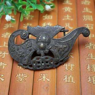 古玩杂项铜器工艺品复古铜锁工艺锁福在眼前图锁具门锁