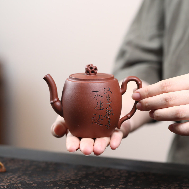 紫砂壶创意中式茶壶原矿紫砂红清水泥太湖石宫灯壶茶具厂家批发