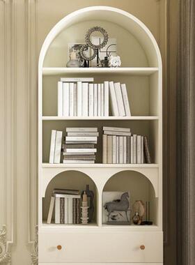 美式实木书柜卧室现代简约落地书架儿童书橱多层置物架白色组合